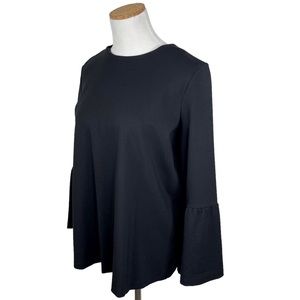 J. McLaughlin Keaton Bell Sleeve Top Large Black Bainbridge Ponte Knit